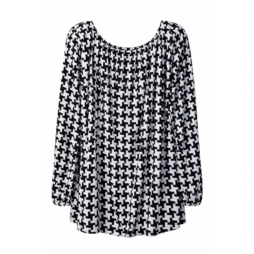 Michael Kors/Verarose Womens Plus 2XL Tunic Houndstooth & Marbled Print Tops - Picture 5 of 9
